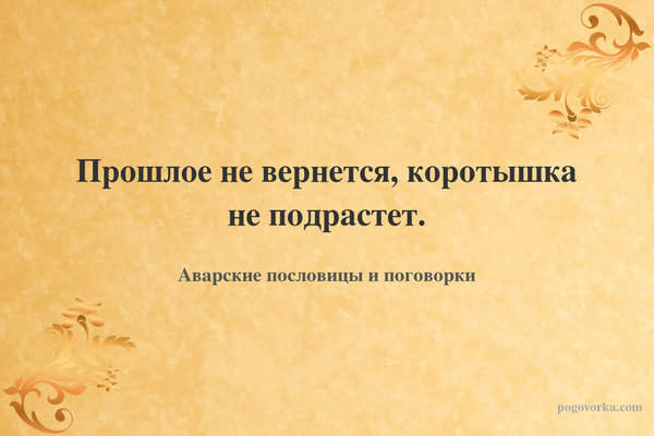 Прошлое не вернется, коротышка не подрастет.