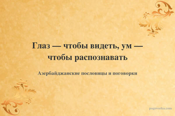 Глаз — чтобы видеть, ум — чтобы распознавать