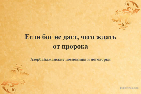 Если бог не даст, чего ждать от пророка