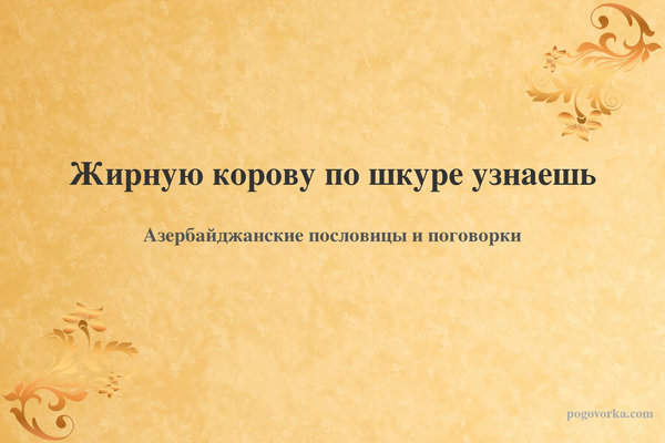 Жирную корову по шкуре узнаешь