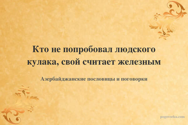 Кто не попробовал людского кулака, свой считает железным