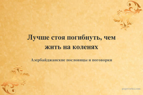 Лучше стоя погибнуть, чем жить на коленях