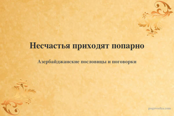 Несчастья приходят попарно