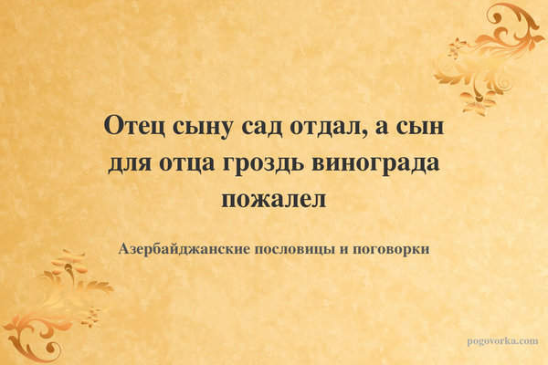 Отец сыну сад отдал, а сын для отца гроздь винограда пожалел