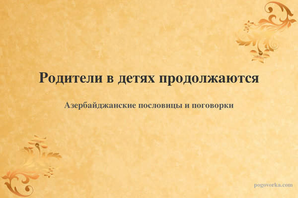 Родители в детях продолжаются