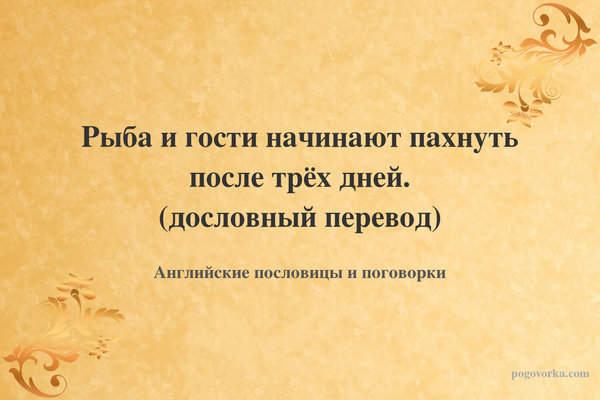 Рыба и гости начинают пахнуть после трёх дней. (дословный перевод)