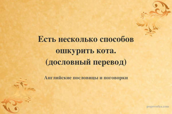 Есть несколько способов ошкурить кота. (дословный перевод)