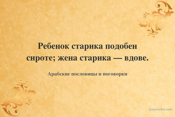 Ребенок старика подобен сироте; жена старика — вдове.