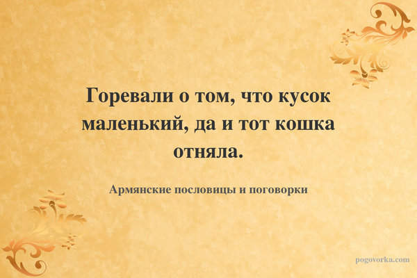 Горевали о том, что кусок маленький, да и тот кошка отняла.