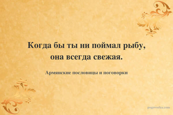 Когда бы ты ни поймал рыбу, она всегда свежая.