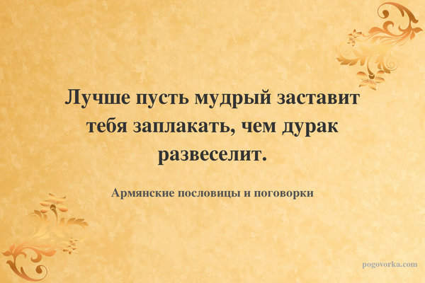 Лучше пусть мудрый заставит тебя заплакать, чем дурак развеселит.