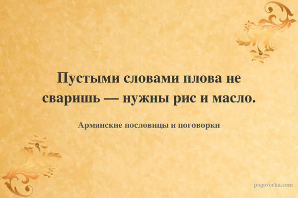 Пустыми словами плова не сваришь — нужны рис и масло.