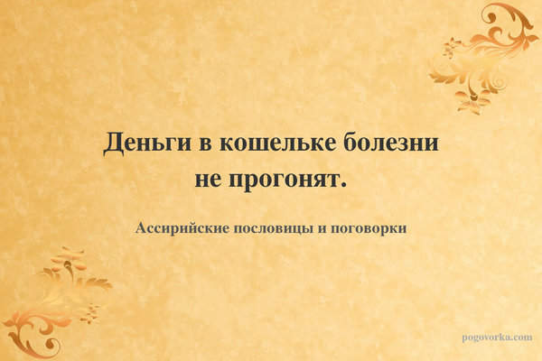 Деньги в кошельке болезни не прогонят.