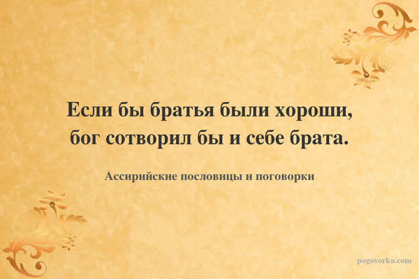 Если бы братья были хороши, бог сотворил бы и себе брата.