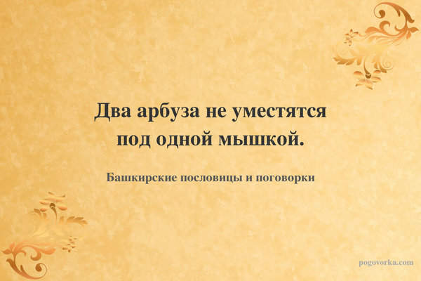 Два арбуза не уместятся под одной мышкой.