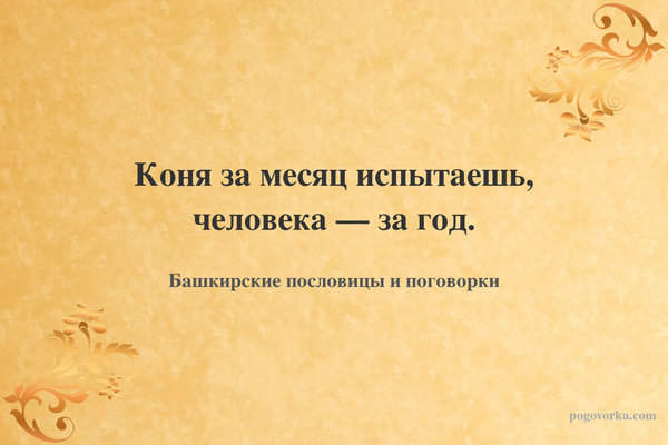 Коня за месяц испытаешь, человека — за год.
