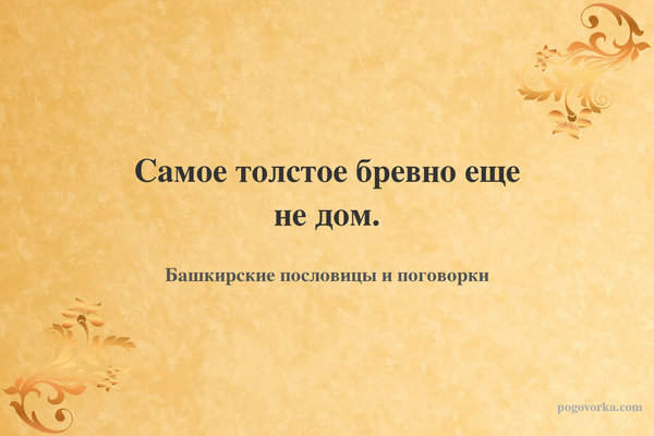 Самое толстое бревно еще не дом.