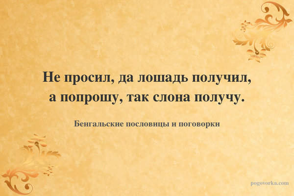 Не просил, да лошадь получил, а попрошу, так слона получу.