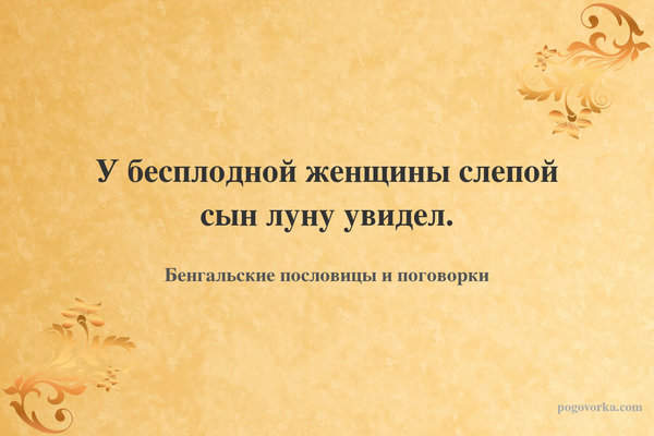У бесплодной женщины слепой сын луну увидел.