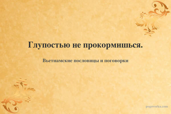 Глупостью не прокормишься.