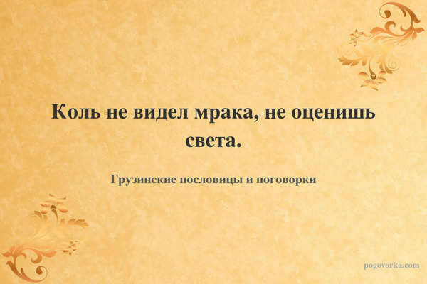 Коль не видел мрака, не оценишь света.