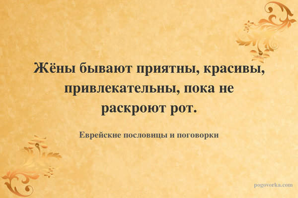 Жёны бывают приятны, красивы, привлекательны, пока не раскроют рот.