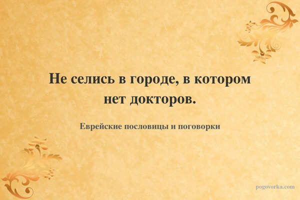 Не селись в городе, в котором нет докторов.