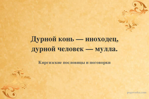 Дурной конь — иноходец, дурной человек — мулла.