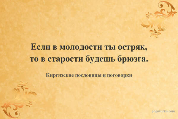 Если в молодости ты остряк, то в старости будешь брюзга.