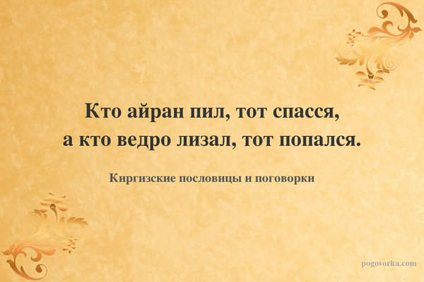 Кто айран пил, тот спасся, а кто ведро лизал, тот попался.