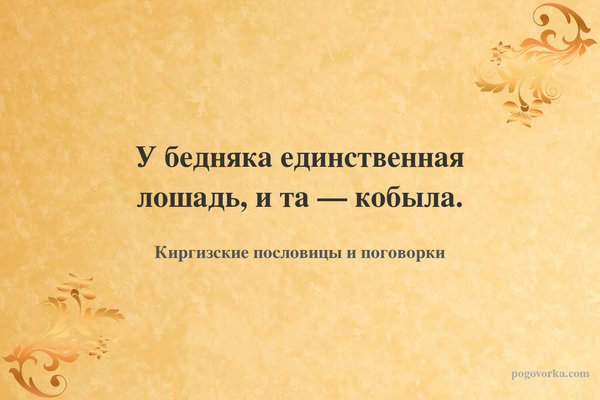 У бедняка единственная лошадь, и та — кобыла.