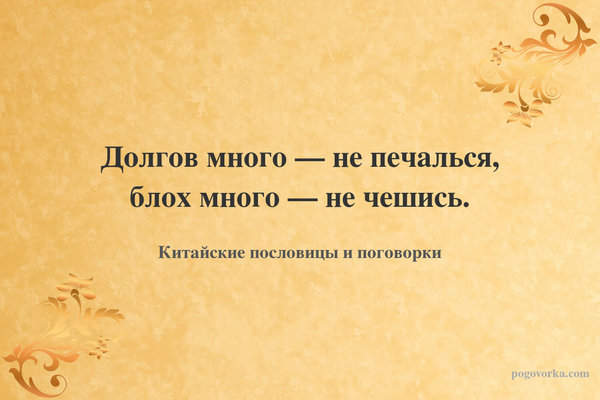 Долгов много — не печалься, блох много — не чешись.