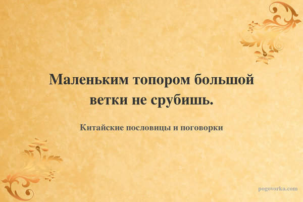 Маленьким топором большой ветки не срубишь.