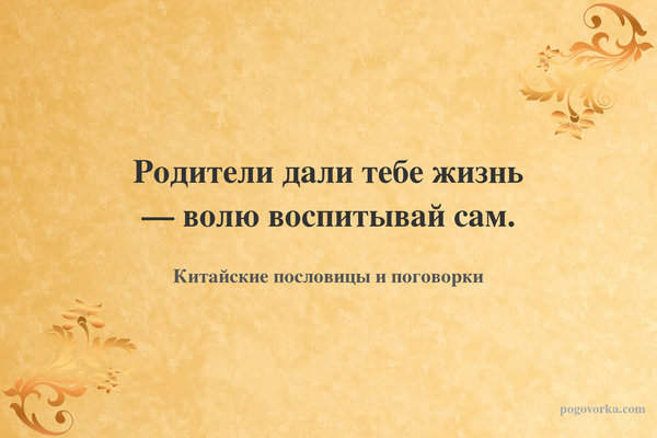 Родители дали тебе жизнь — волю воспитывай сам.