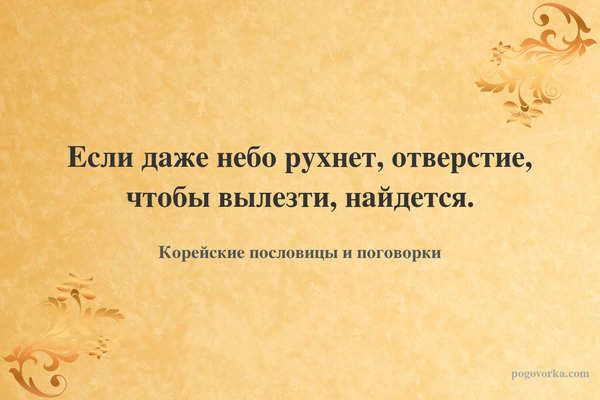 Если даже небо рухнет, отверстие, чтобы вылезти, найдется.