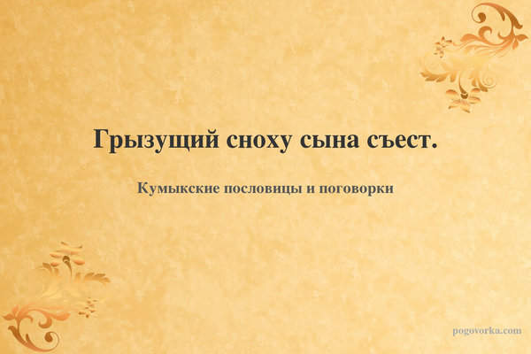 Грызущий сноху сына съест.
