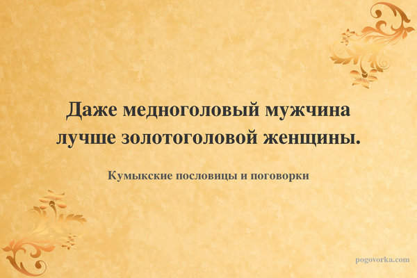 Даже медноголовый мужчина лучше золотоголовой женщины.