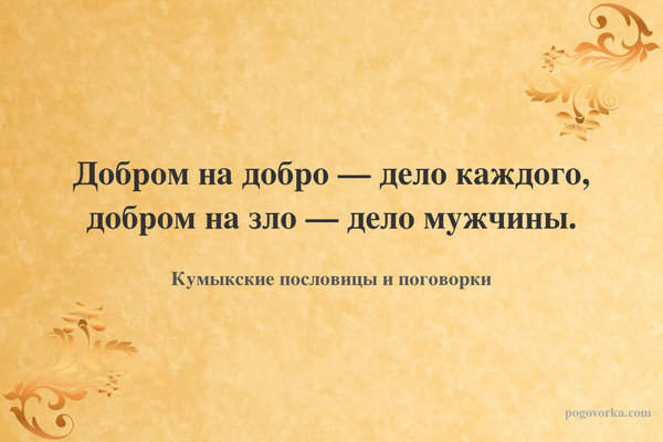 Добром на добро — дело каждого, добром на зло — дело мужчины.