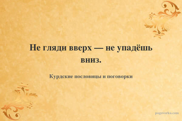 Не гляди вверх — не упадёшь вниз.