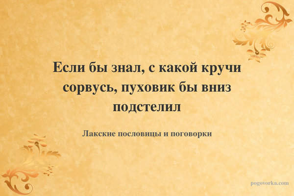 Если бы знал, с какой кручи сорвусь, пуховик бы вниз подстелил