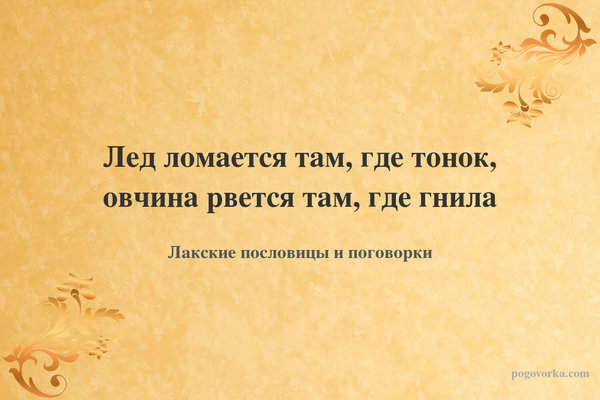 Лед ломается там, где тонок, овчина рвется там, где гнила