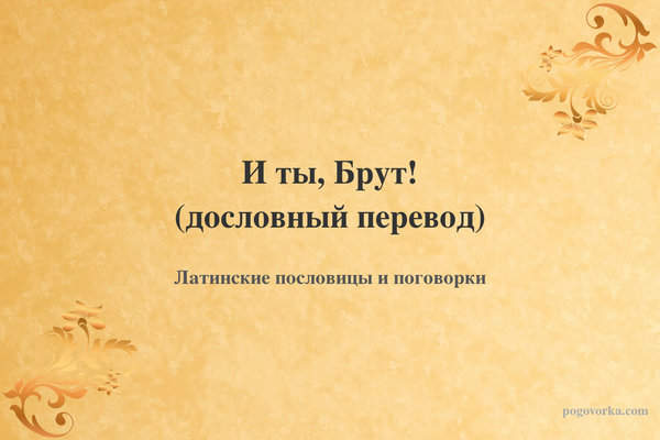 И ты, Брут! (дословный перевод)