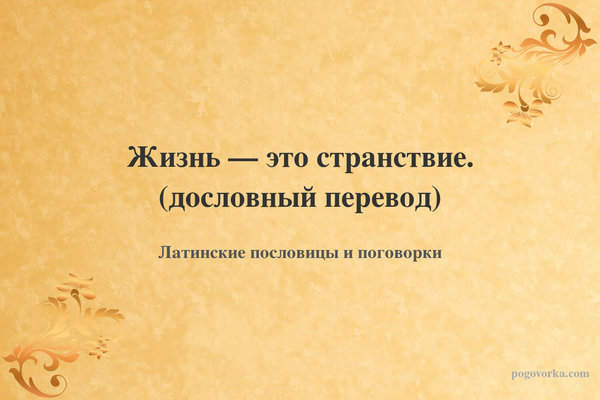 Жизнь — это странствие. (дословный перевод)