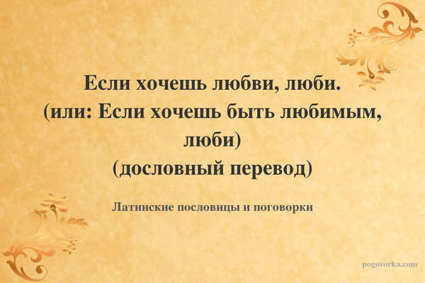 Если хочешь любви, люби. (или: Если хочешь быть любимым, люби) (дословный перевод)