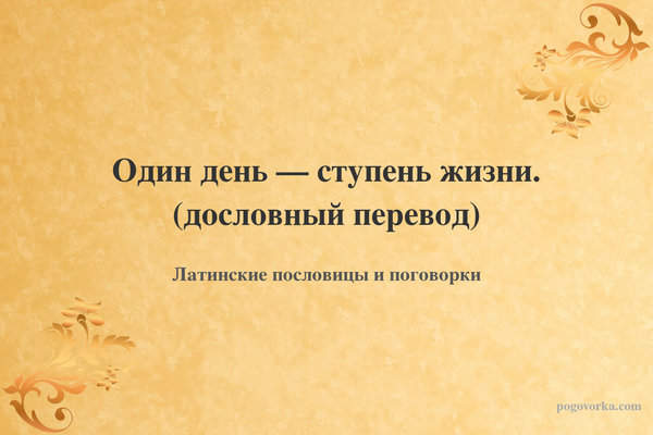 Один день — ступень жизни. (дословный перевод)