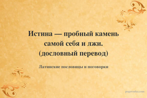Истина — пробный камень самой себя и лжи. (дословный перевод)