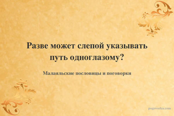 Разве может слепой указывать путь одноглазому?