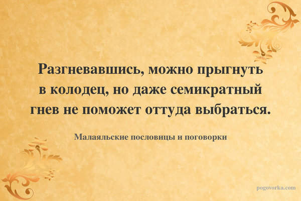 Разгневавшись, можно прыгнуть в колодец, но даже семикратный гнев не поможет оттуда выбраться.