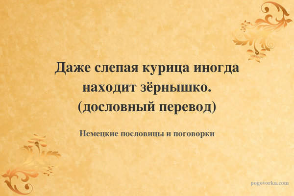 Даже слепая курица иногда находит зёрнышко. (дословный перевод)