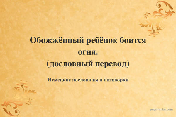 Обожжённый ребёнок боится огня. (дословный перевод)